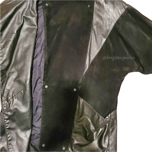 Vintage Comint Black Snap Suede Leather Coat Jacket Size Small - Picture 5 of 10